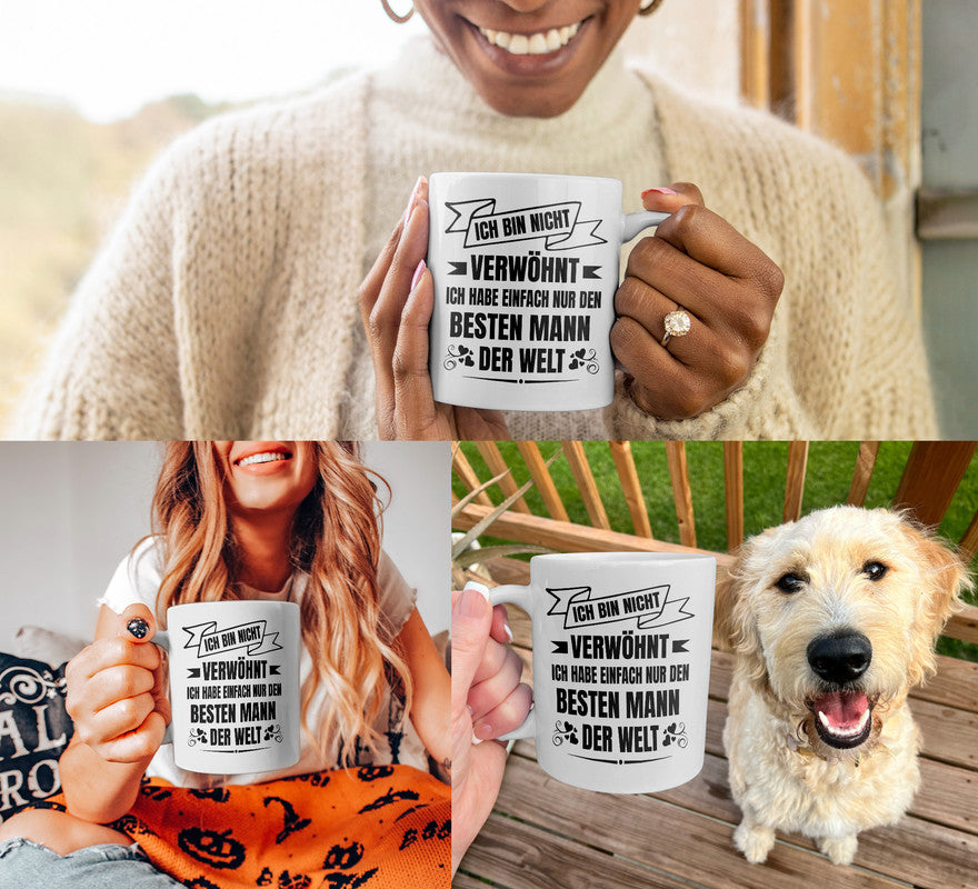 22Feels® Geschenk für Ehefrauen - Tasse mit Spruch: Nicht Verwöhnt (Weiss, 320ml)-Weisse Tasse 320ml-22Feels