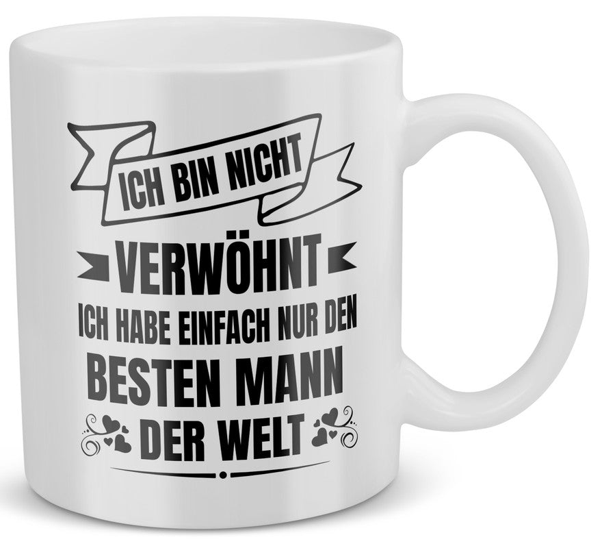 22Feels® Geschenk für Ehefrauen - Tasse mit Spruch: Nicht Verwöhnt (Weiss, 320ml)-Weisse Tasse 320ml-22Feels