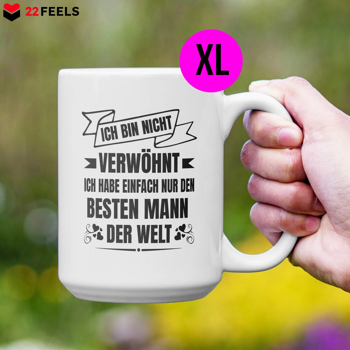 22Feels® Ehefrau Geschenk zum Hochzeitstag, Valentinstag etc. - XL Tasse mit Spruch (Weiss, 440ml)-Weisse XL Tasse 440ml-22Feels