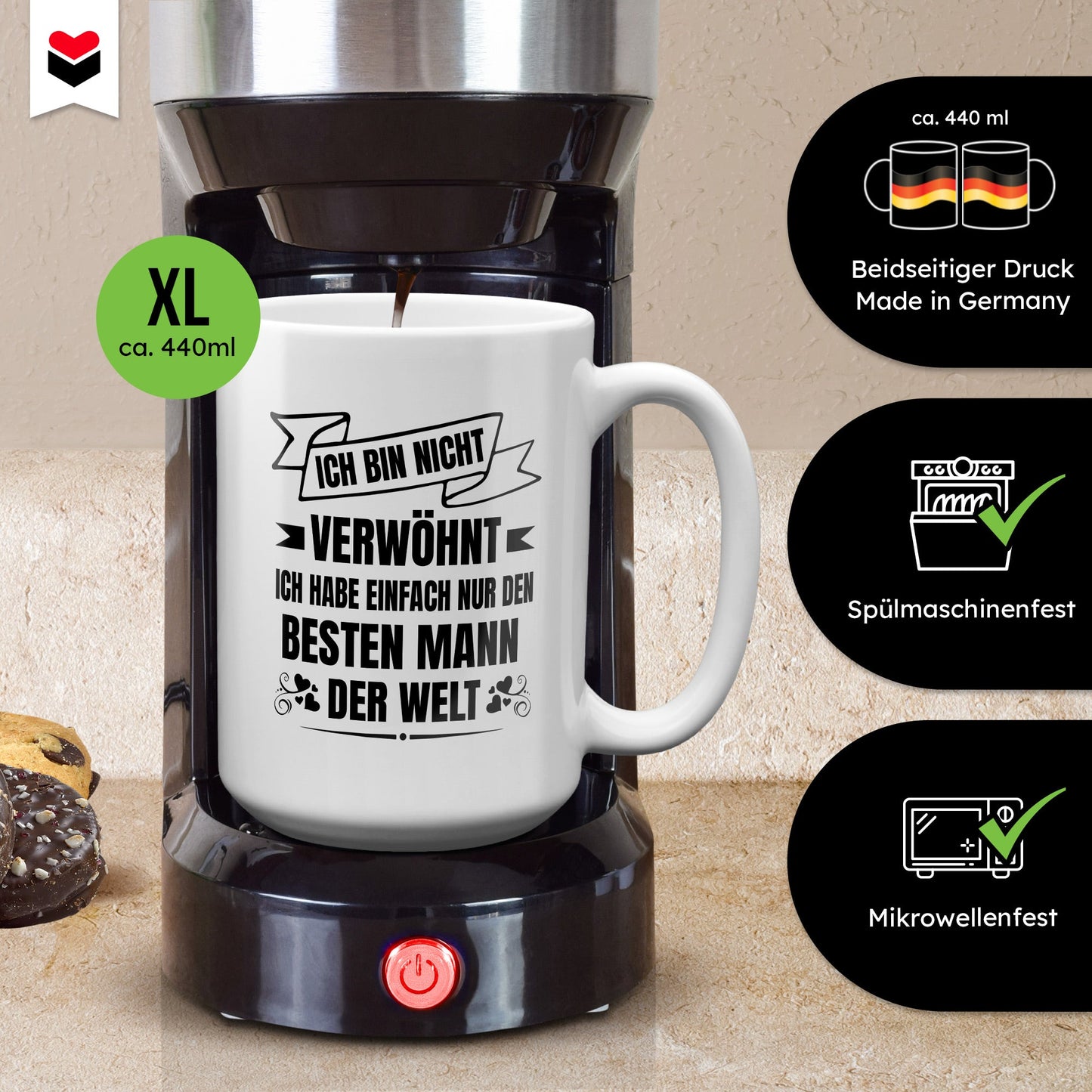 22Feels® Ehefrau Geschenk zum Hochzeitstag, Valentinstag etc. - XL Tasse mit Spruch (Weiss, 440ml)-Weisse XL Tasse 440ml-22Feels