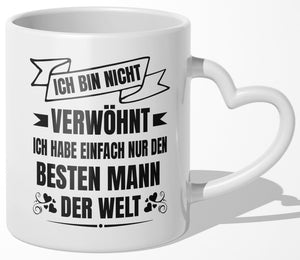 22Feels® Ehefrau Geschenk zum Hochzeitstag, Valentinstag etc. - Tasse mit Spruch (Herzhenkel, Weiss, 320ml)-Tasse Weiss Herzhenkel 320ml-22Feels