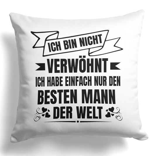 22Feels® Ehefrau Geschenk zum Hochzeitstag, Valentinstag etc. - Kissen mit Spruch (Weiss 40x40cm)-Kissen Weiss 40x40-22Feels