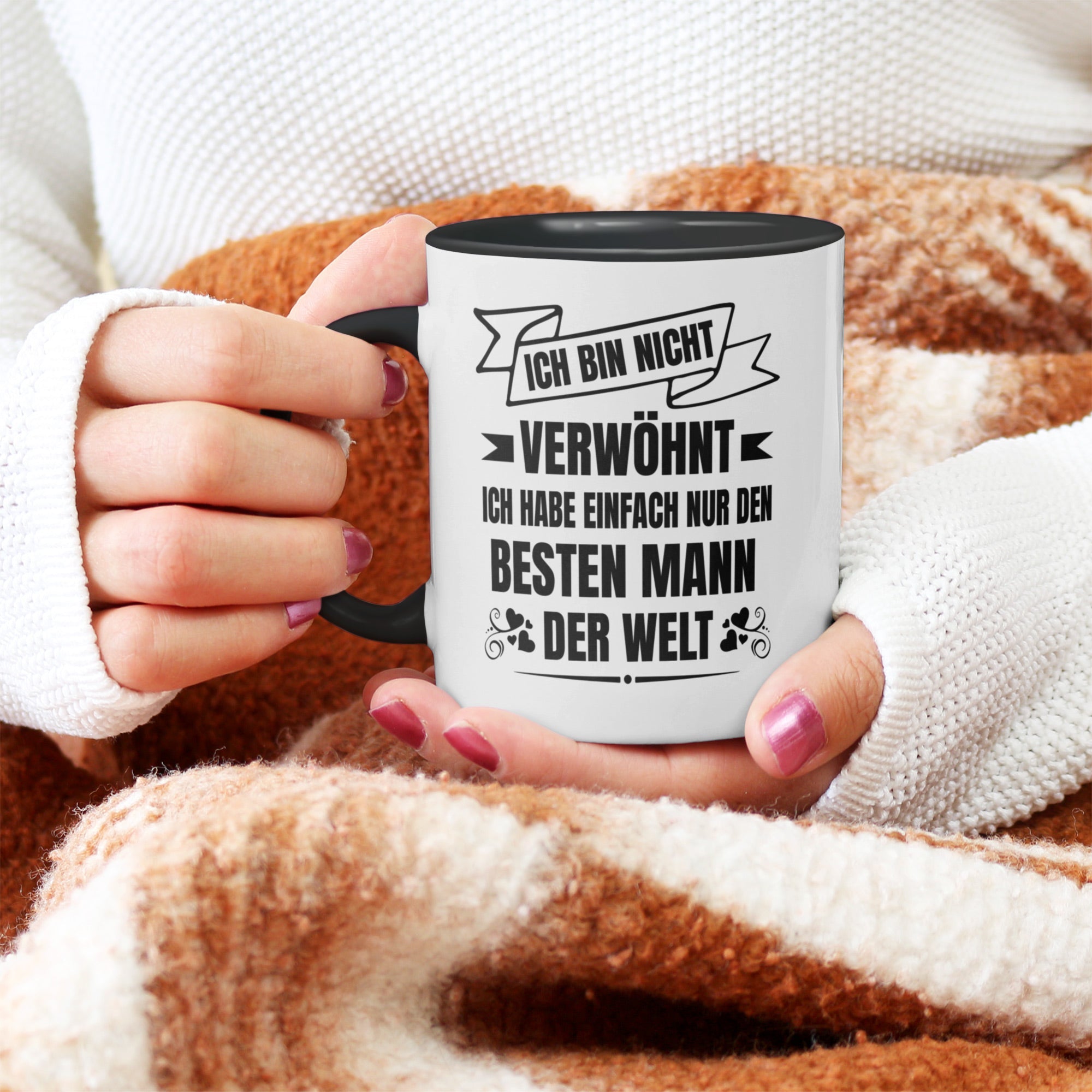 22Feels® Ehefrau Geschenk zum Hochzeitstag, Valentinstag etc. - Tasse mit Spruch (Weiss-Schwarz, 320ml)-TwoTone Tasse Weiss-Schwarz 320ml-22Feels