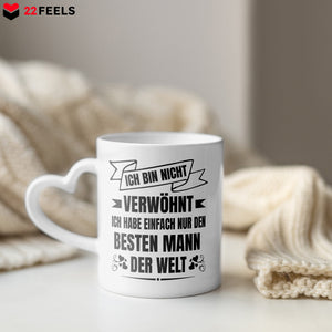 22Feels® Ehefrau Geschenk zum Hochzeitstag, Valentinstag etc. - Tasse mit Spruch (Herzhenkel, Weiss, 320ml)-Tasse Weiss Herzhenkel 320ml-22Feels