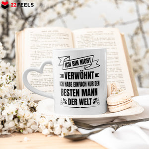 22Feels® Ehefrau Geschenk zum Hochzeitstag, Valentinstag etc. - Tasse mit Spruch (Herzhenkel, Weiss, 320ml)-Tasse Weiss Herzhenkel 320ml-22Feels