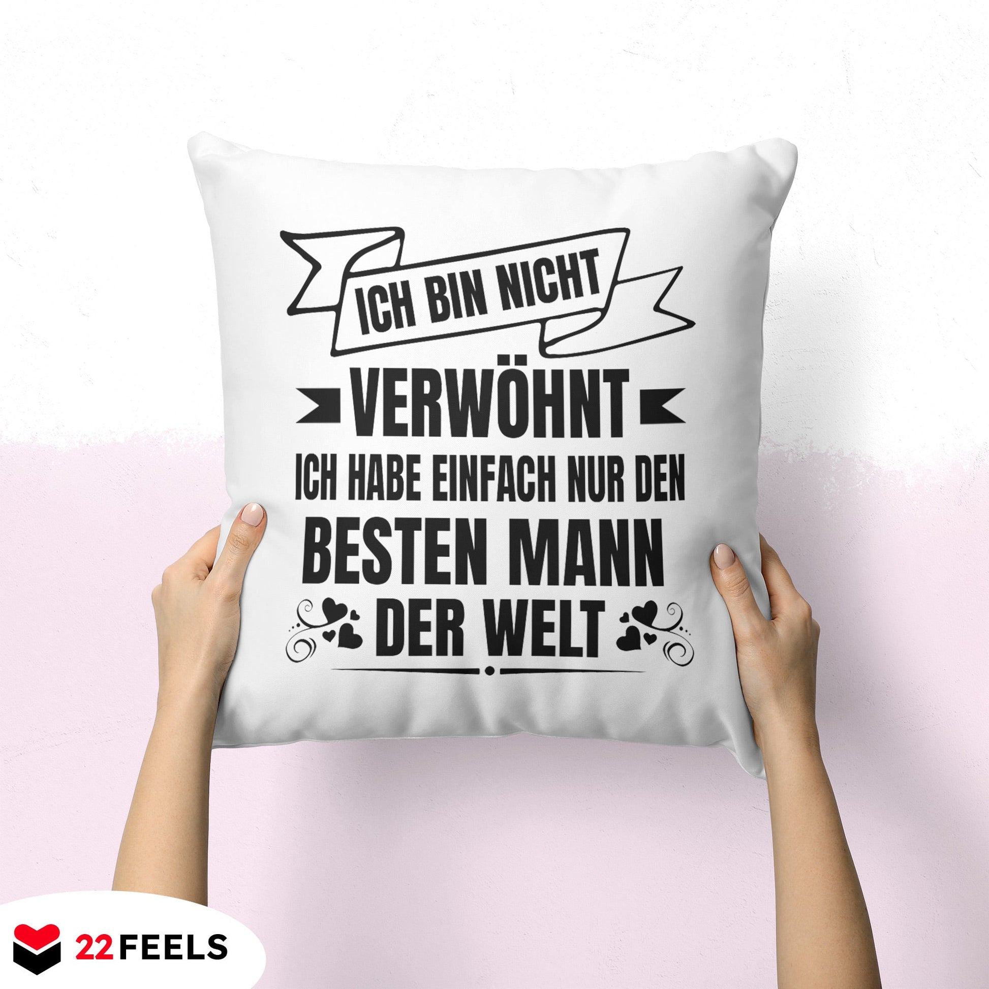 22Feels® Ehefrau Geschenk zum Hochzeitstag, Valentinstag etc. - Kissen mit Spruch (Weiss 40x40cm)-Kissen Weiss 40x40-22Feels