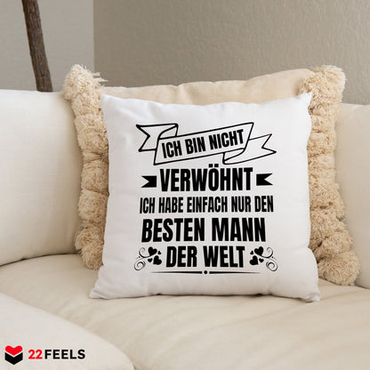 22Feels® Ehefrau Geschenk zum Hochzeitstag, Valentinstag etc. - Kissen mit Spruch (Weiss 40x40cm)-Kissen Weiss 40x40-22Feels