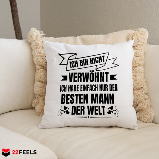 22Feels® Ehefrau Geschenk zum Hochzeitstag, Valentinstag etc. - Kissen mit Spruch (Weiss 40x40cm)-Kissen Weiss 40x40-22Feels