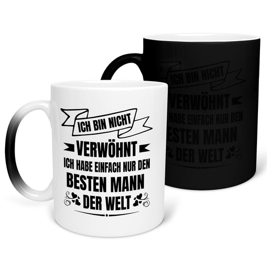22Feels® Ehefrau Geschenk zum Hochzeitstag, Valentinstag etc. - Zaubertasse mit Spruch (Matt-Schwarz und Weiss, 320ml)-Farbwechsel Tasse Matt 320ml-22Feels