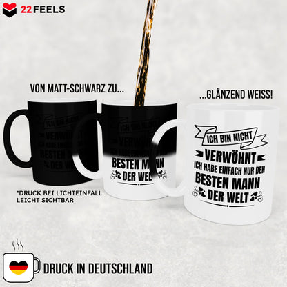 22Feels® Ehefrau Geschenk zum Hochzeitstag, Valentinstag etc. - Zaubertasse mit Spruch (Matt-Schwarz und Weiss, 320ml)-Farbwechsel Tasse Matt 320ml-22Feels