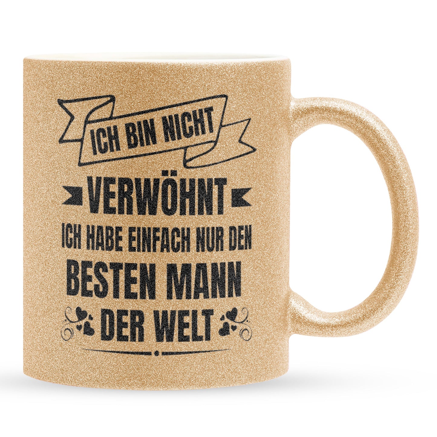 22Feels® Ehefrau Geschenk zum Hochzeitstag, Valentinstag etc. - Glitzertasse mit Spruch (Gold, 320ml)-Glitzertasse Gold 320ml-22Feels