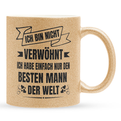 22Feels® Ehefrau Geschenk zum Hochzeitstag, Valentinstag etc. - Glitzertasse mit Spruch (Gold, 320ml)-Glitzertasse Gold 320ml-22Feels