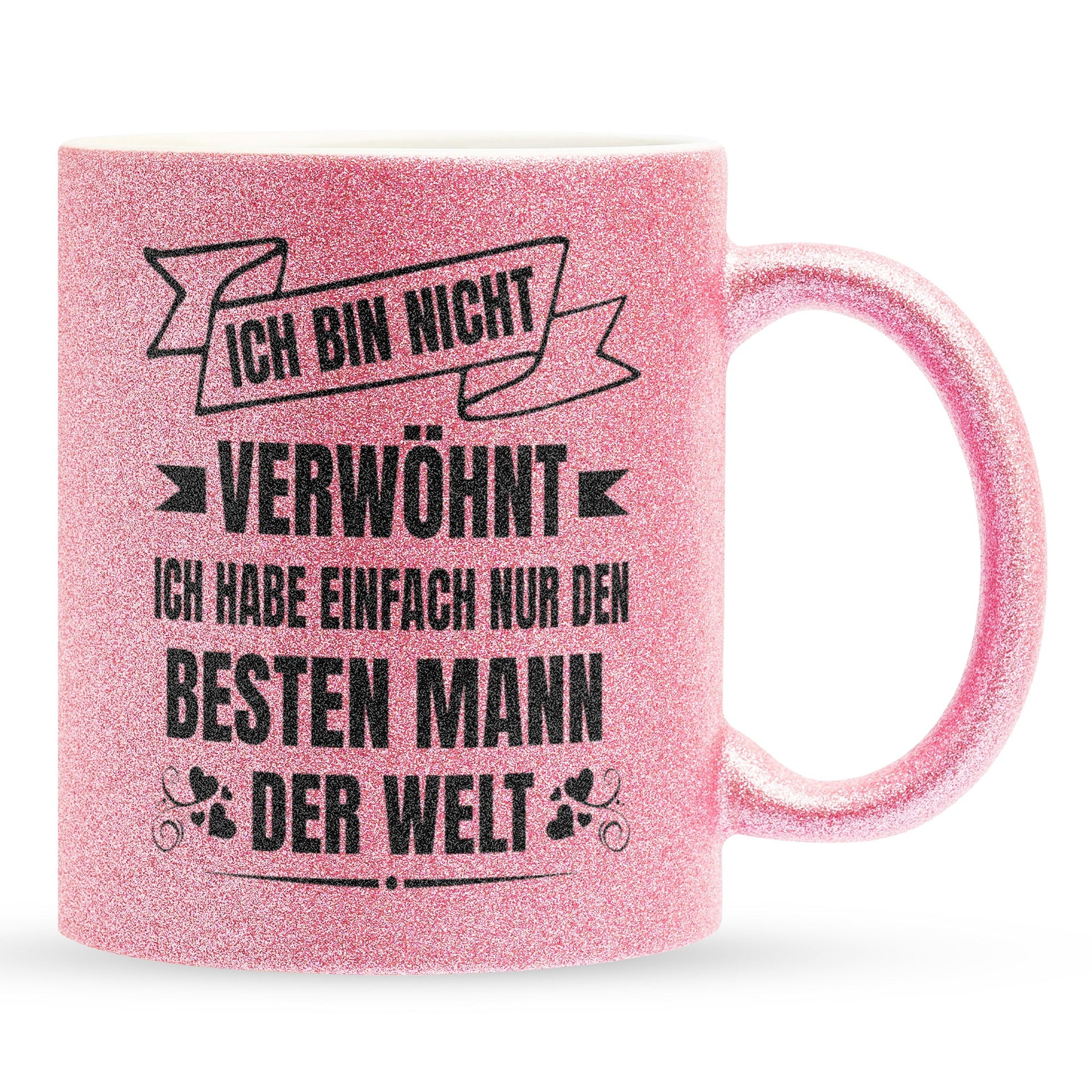 22Feels® Ehefrau Geschenk zum Hochzeitstag, Valentinstag etc. - Glitzertasse mit Spruch (Pink, 320ml)-Glitzertasse Pink 320ml-22Feels