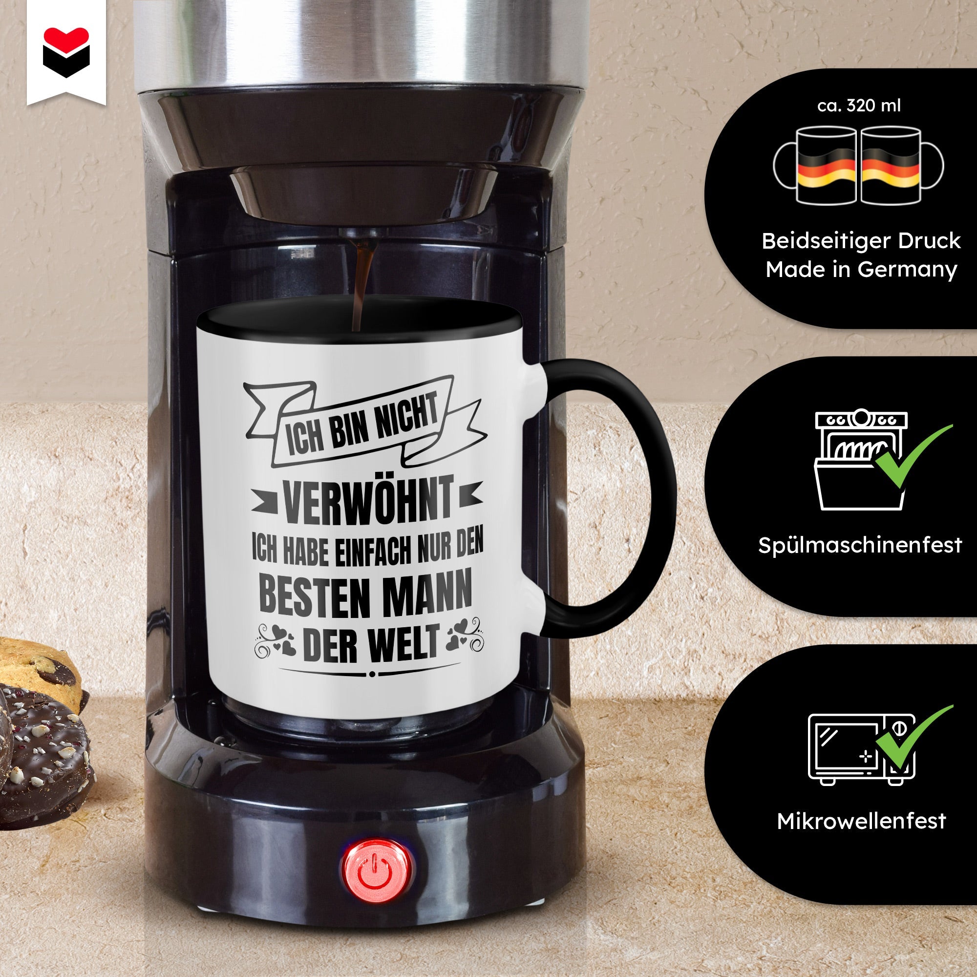 22Feels® Ehefrau Geschenk zum Hochzeitstag, Valentinstag etc. - Tasse mit Spruch (Weiss-Schwarz, 320ml)-TwoTone Tasse Weiss-Schwarz 320ml-22Feels