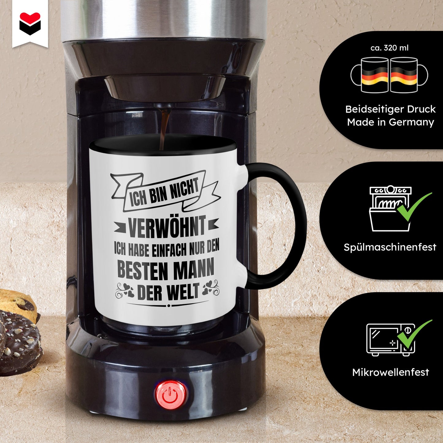 22Feels® Ehefrau Geschenk zum Hochzeitstag, Valentinstag etc. - Tasse mit Spruch (Weiss-Schwarz, 320ml)-TwoTone Tasse Weiss-Schwarz 320ml-22Feels