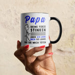 22Feels® ORIGINAL Tasse - Vater Geschenk - Spruch: Papa, Deine Fürze Stinken (Weiss-Schwarz, 320ml)-TwoTone Tasse Weiss-Schwarz 320ml-22Feels