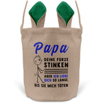 22Feels® Papa Osterkorb Vater mit Henkel Ostergeschenk Tragetasche Ostern Deko Osternest Körbchen Hasenohren (Beige/Grün)-Ostern Tragetasche-22Feels