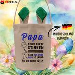 22Feels® Papa Osterkorb Vater mit Henkel Ostergeschenk Tragetasche Ostern Deko Osternest Körbchen Hasenohren (Beige/Grün)-Ostern Tragetasche-22Feels