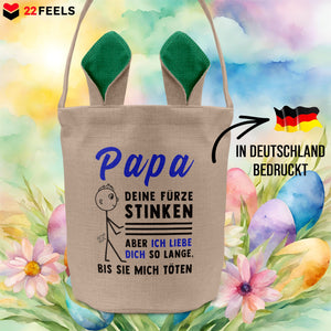 22Feels® Papa Osterkorb Vater mit Henkel Ostergeschenk Tragetasche Ostern Deko Osternest Körbchen Hasenohren (Beige/Grün)-Ostern Tragetasche-22Feels