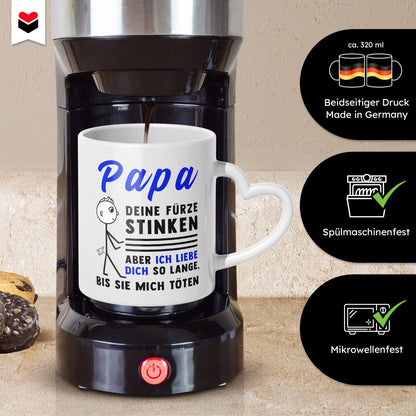 22Feels® Geschenk für Papas - Tasse mit Spruch (Herzhenkel, Weiss, 320ml)-Tasse Weiss Herzhenkel 320ml-22Feels