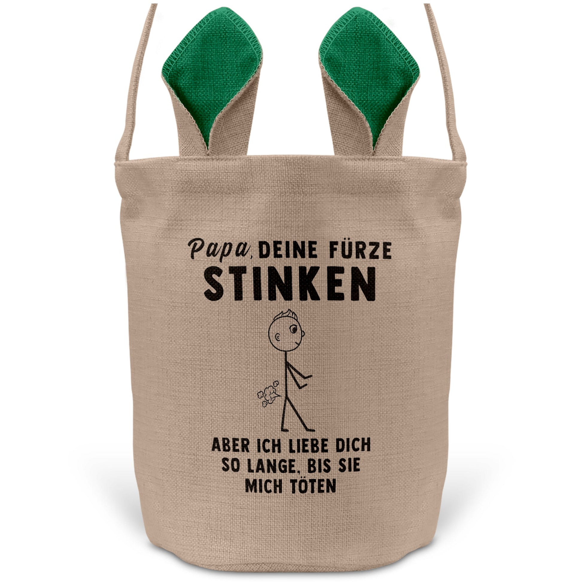 22Feels® Papa Osterkorb Vater mit Henkel Ostergeschenk Tragetasche Ostern Deko Osternest Körbchen Hasenohren (Beige/Grün)-Ostern Tragetasche-22Feels