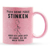 22Feels® ORIGINAL Glitzertasse - Vater Geschenk - Spruch: Papa, Deine Fürze Stinken (Pink, 320ml)-Glitzertasse Pink 320ml-22Feels