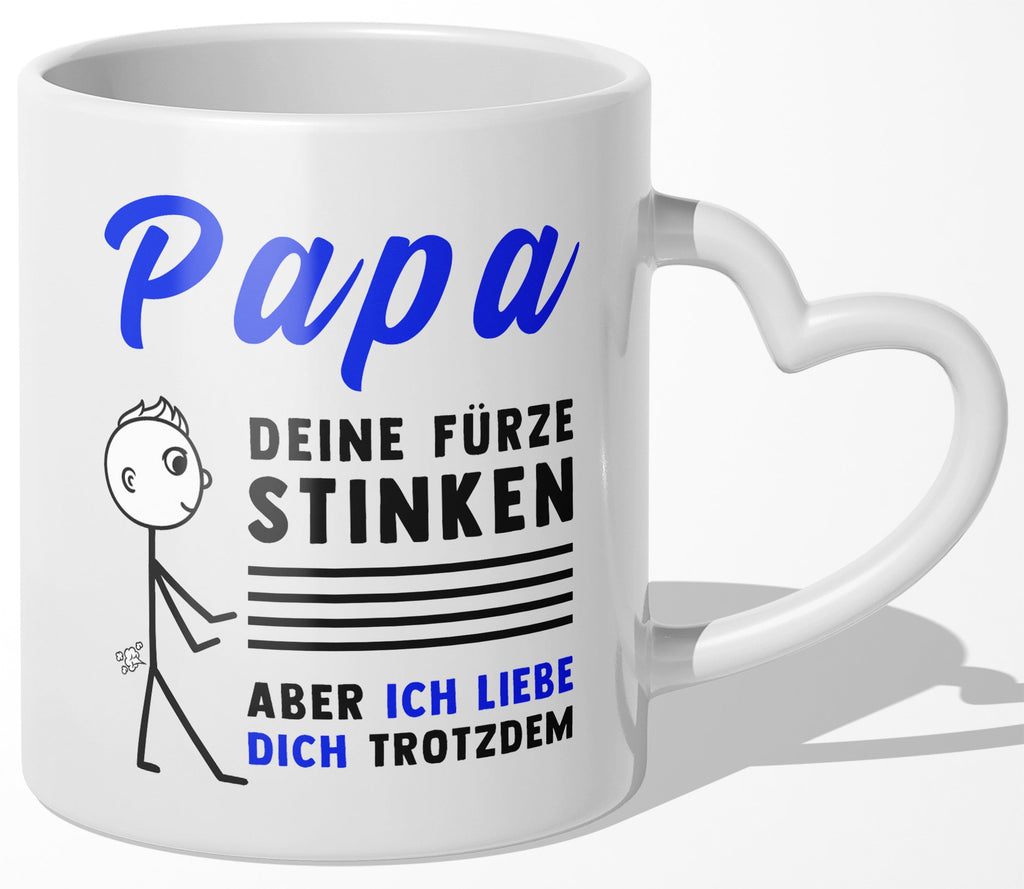 22Feels® Geschenk für Papas - Tasse mit Spruch (Herzhenkel, Weiss, 320ml)-Tasse Weiss Herzhenkel 320ml-22Feels