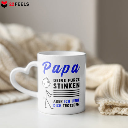 22Feels® Geschenk für Papas - Tasse mit Spruch (Herzhenkel, Weiss, 320ml)-Tasse Weiss Herzhenkel 320ml-22Feels