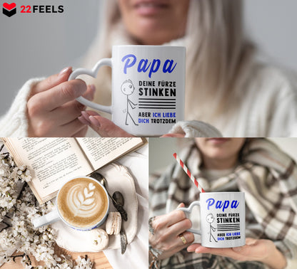 22Feels® Geschenk für Papas - Tasse mit Spruch (Herzhenkel, Weiss, 320ml)-Tasse Weiss Herzhenkel 320ml-22Feels