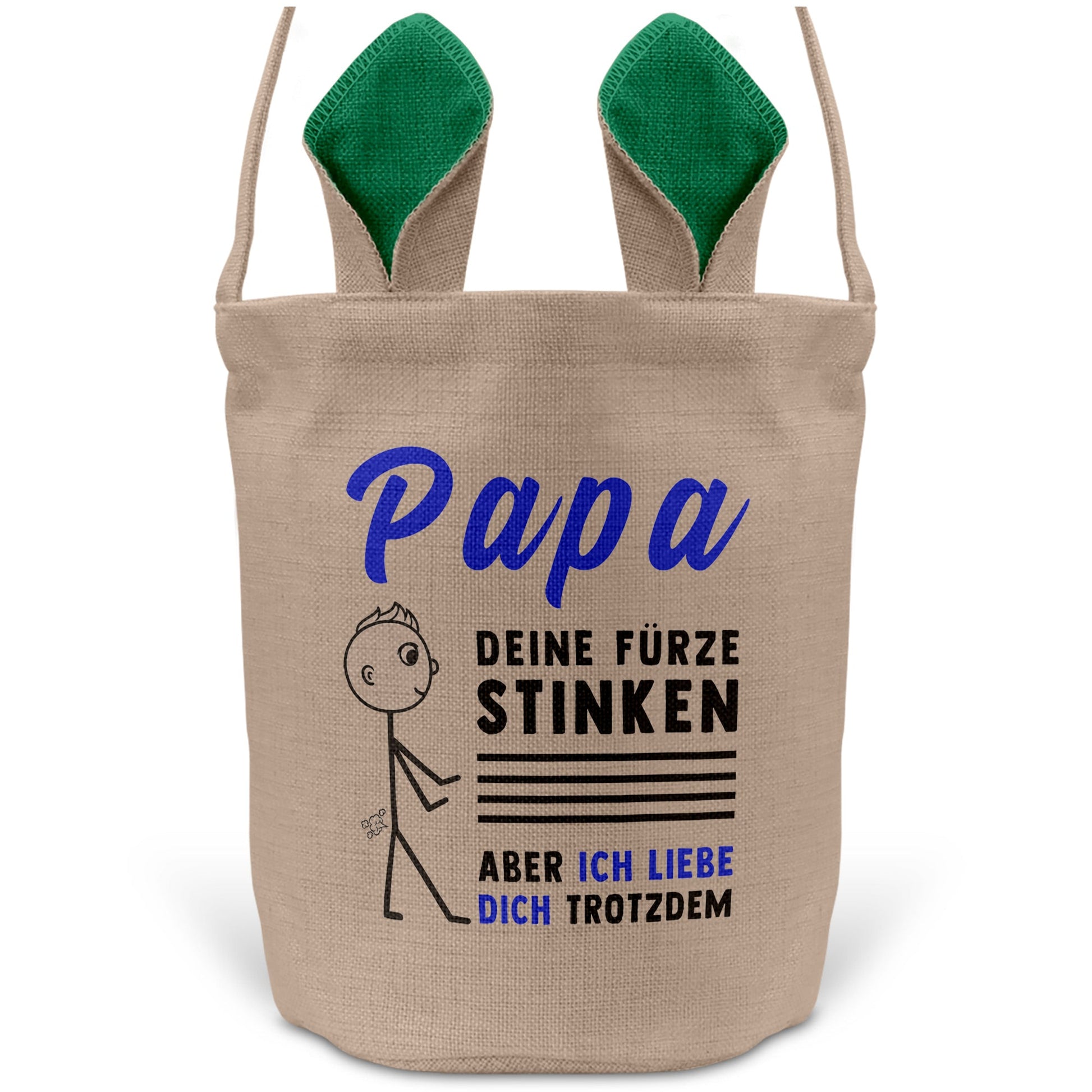 22Feels® Papa Osterkorb Vater mit Henkel Ostergeschenk Tragetasche Ostern Deko Osternest Körbchen Hasenohren (Beige/Grün)-Ostern Tragetasche-22Feels