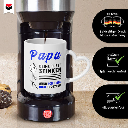 22Feels® Geschenk für Papas - Tasse mit Spruch (Herzhenkel, Weiss, 320ml)-Tasse Weiss Herzhenkel 320ml-22Feels