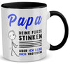 22Feels® ORIGINAL Tasse - Vater Geschenk - Spruch: Papa, Deine Fürze Stinken (Weiss-Schwarz, 320ml)-TwoTone Tasse Weiss-Schwarz 320ml-22Feels