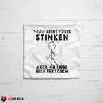 22Feels® ORIGINAL Kissen - Vater Geschenk - Spruch: Papa, Deine Fürze Stinken (Weiss, 40x40cm)-Kissen Weiss 40x40-22Feels