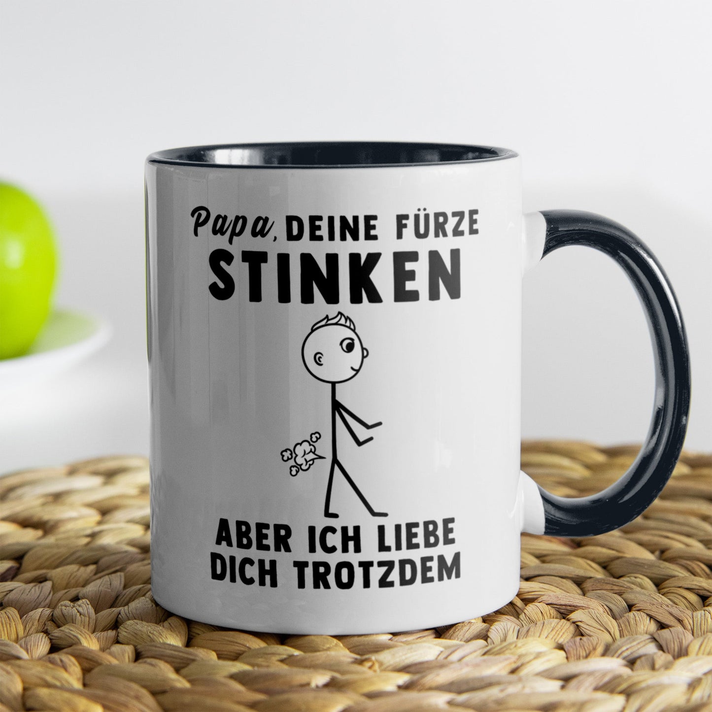 22Feels® ORIGINAL Tasse - Vater Geschenk - Spruch: Papa, Deine Fürze Stinken (Weiss-Schwarz, 320ml)-TwoTone Tasse Weiss-Schwarz 320ml-22Feels