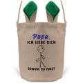 22Feels® Papa Osterkorb Vater mit Henkel Ostergeschenk Tragetasche Ostern Deko Osternest Körbchen Hasenohren (Beige/Grün)-Ostern Tragetasche-22Feels