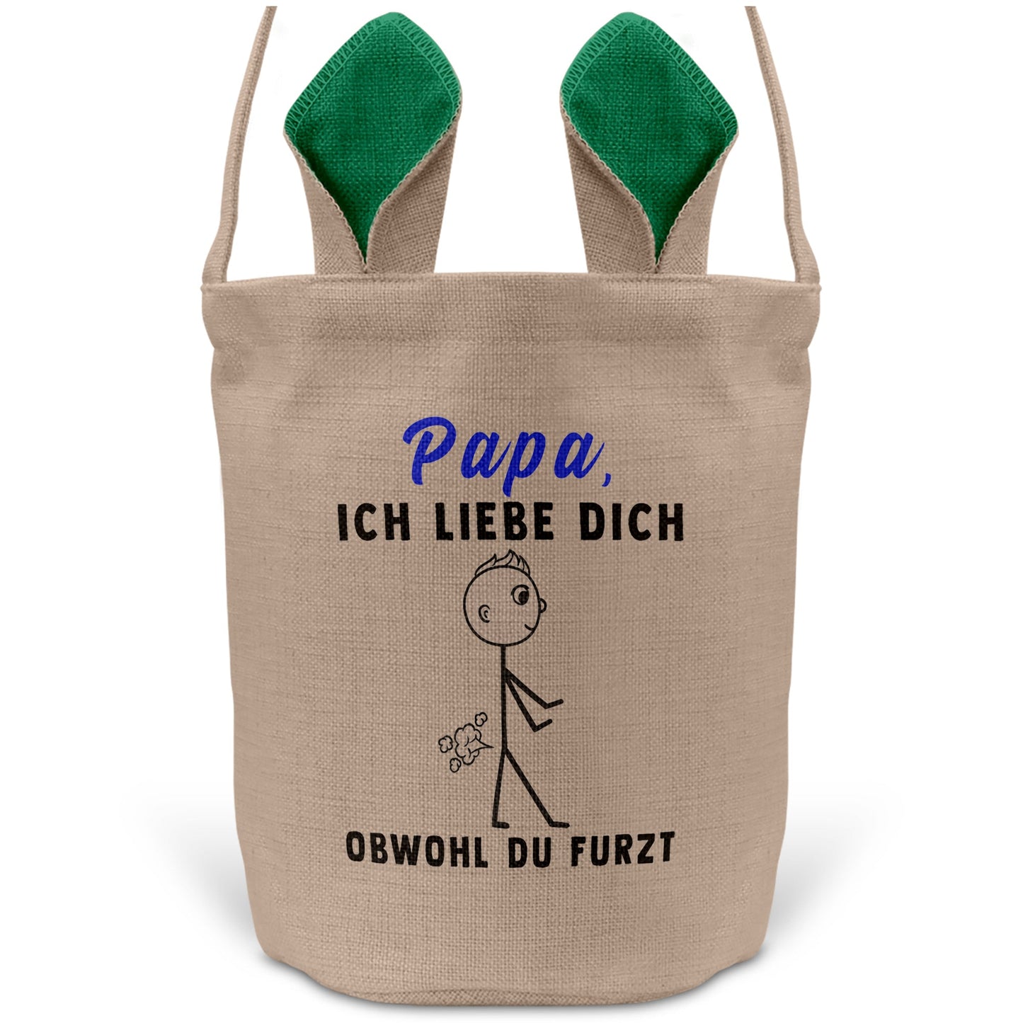 22Feels® Papa Osterkorb Vater mit Henkel Ostergeschenk Tragetasche Ostern Deko Osternest Körbchen Hasenohren (Beige/Grün)-Ostern Tragetasche-22Feels