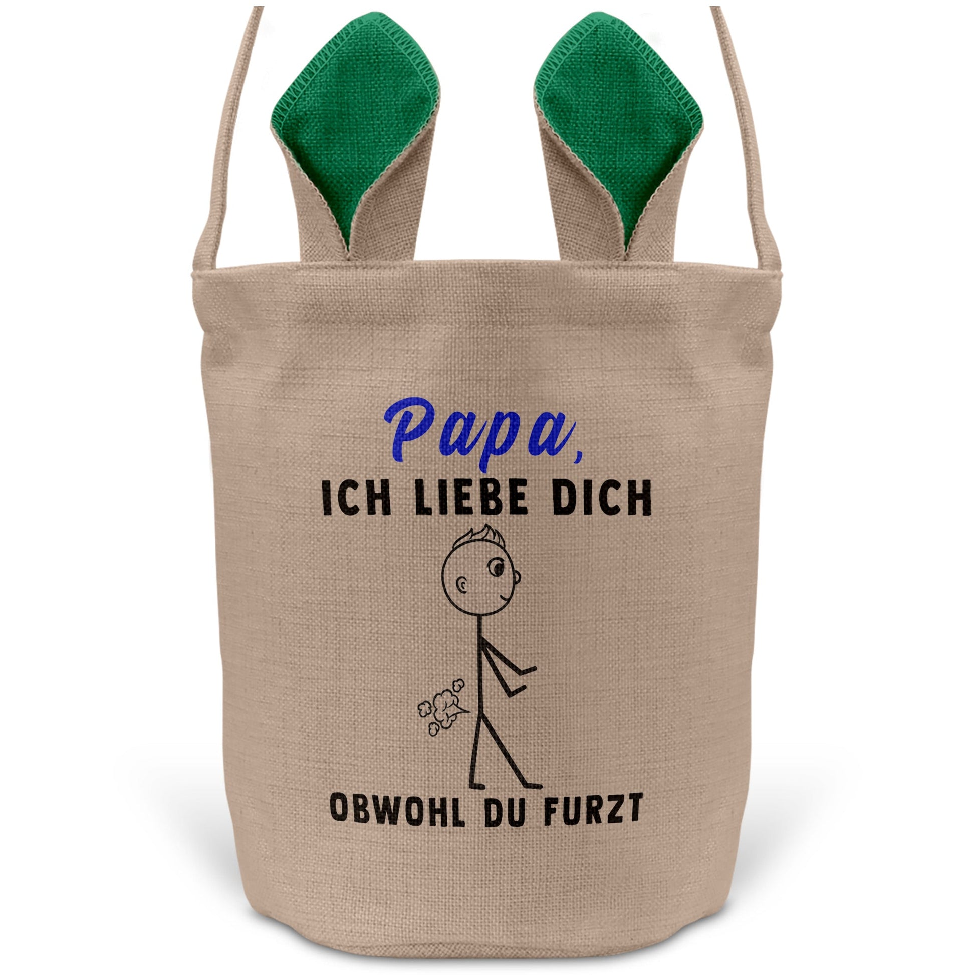 22Feels® Papa Osterkorb Vater mit Henkel Ostergeschenk Tragetasche Ostern Deko Osternest Körbchen Hasenohren (Beige/Grün)-Ostern Tragetasche-22Feels