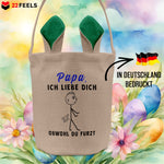 22Feels® Papa Osterkorb Vater mit Henkel Ostergeschenk Tragetasche Ostern Deko Osternest Körbchen Hasenohren (Beige/Grün)-Ostern Tragetasche-22Feels