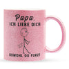 22Feels® ORIGINAL Glitzertasse - Vater Geschenk - Spruch: Ich Liebe Dich, Obwohl Du Furzt (Pink, 320ml)-Glitzertasse Pink 320ml-22Feels