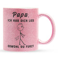 22Feels® ORIGINAL Glitzertasse - Vater Geschenk - Spruch: Ich Hab Dich Lieb, Obwohl Du Furzt (Pink, 320ml)-Glitzertasse Pink 320ml-22Feels