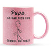 22Feels® ORIGINAL Glitzertasse - Vater Geschenk - Spruch: Ich Hab Dich Lieb, Obwohl Du Furzt (Pink, 320ml)-Glitzertasse Pink 320ml-22Feels
