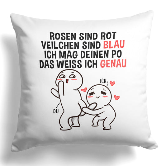 22Feels® Paar Geschenk zum Jahrestag, Valentinstag, Hochzeitstag etc. - Kissen mit Spruch (Weiss 40x40cm)-Kissen Weiss 40x40-22Feels