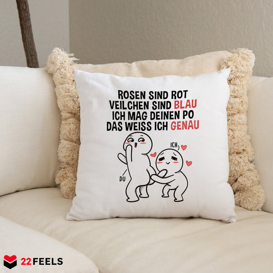 22Feels® Paar Geschenk zum Jahrestag, Valentinstag, Hochzeitstag etc. - Kissen mit Spruch (Weiss 40x40cm)-Kissen Weiss 40x40-22Feels