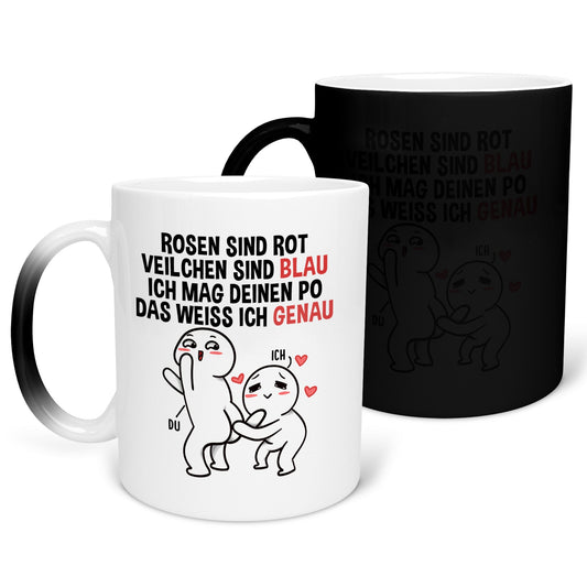 22Feels® Pärchen Geschenk zum Jahrestag, Hochzeitstag, Valentinstag etc. - Zaubertasse mit Spruch (Matt-Schwarz und Weiss, 320ml)-Farbwechsel Tasse Matt 320ml-22Feels