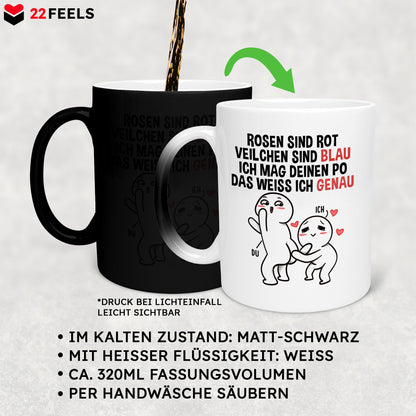 22Feels® Pärchen Geschenk zum Jahrestag, Hochzeitstag, Valentinstag etc. - Zaubertasse mit Spruch (Matt-Schwarz und Weiss, 320ml)-Farbwechsel Tasse Matt 320ml-22Feels
