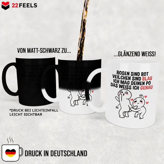 22Feels® Pärchen Geschenk zum Jahrestag, Hochzeitstag, Valentinstag etc. - Zaubertasse mit Spruch (Matt-Schwarz und Weiss, 320ml)-Farbwechsel Tasse Matt 320ml-22Feels