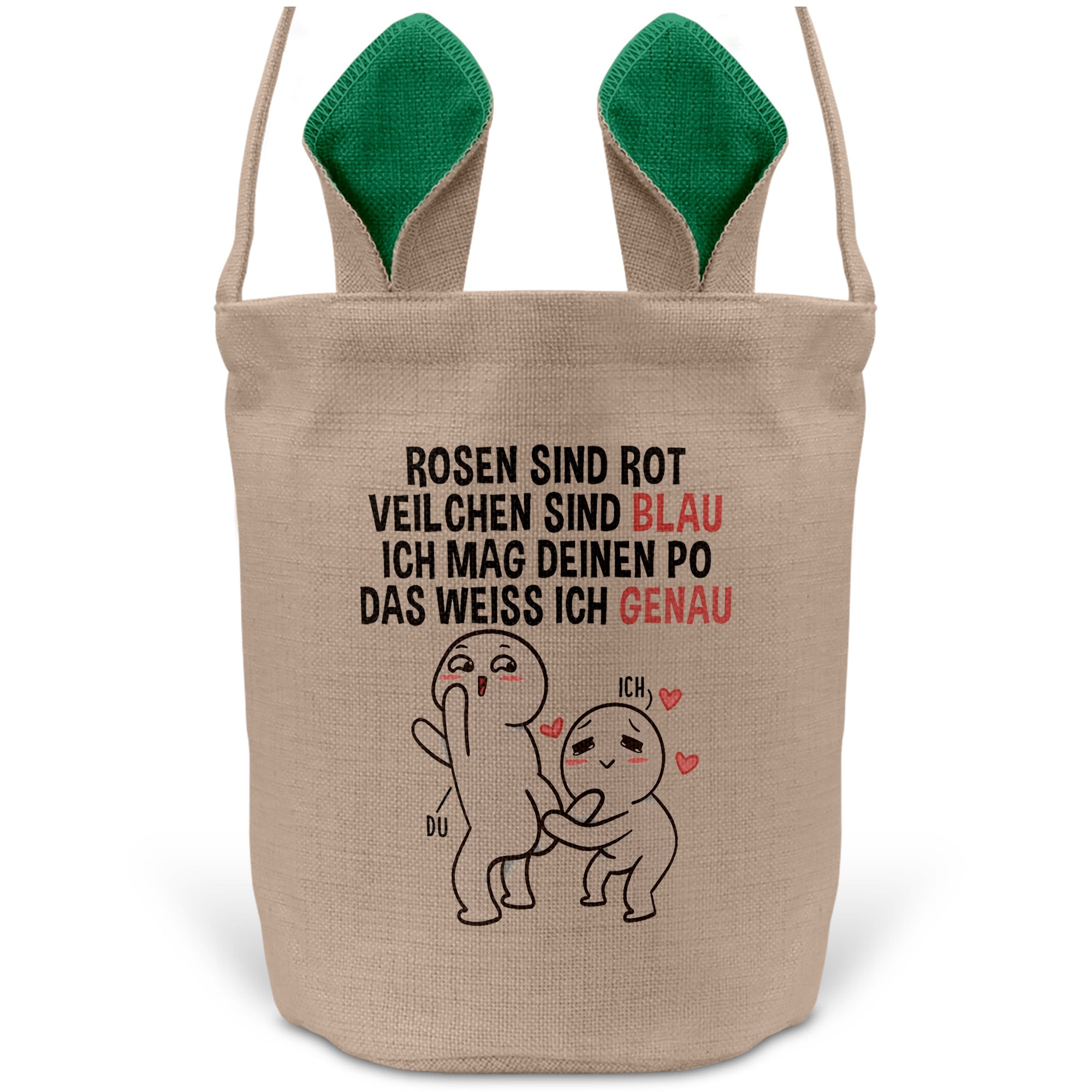 22Feels® Männer Frauen Osterkorb Ehefrau Ehemann Freund Freundin Ostern mit Henkel Ostergeschenk Tragetasche Ostern Deko Osternest Körbchen Hasenohren (Beige/Grün)-Ostern Tragetasche-22Feels