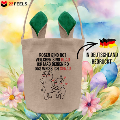 22Feels® Männer Frauen Osterkorb Ehefrau Ehemann Freund Freundin Ostern mit Henkel Ostergeschenk Tragetasche Ostern Deko Osternest Körbchen Hasenohren (Beige/Grün)-Ostern Tragetasche-22Feels