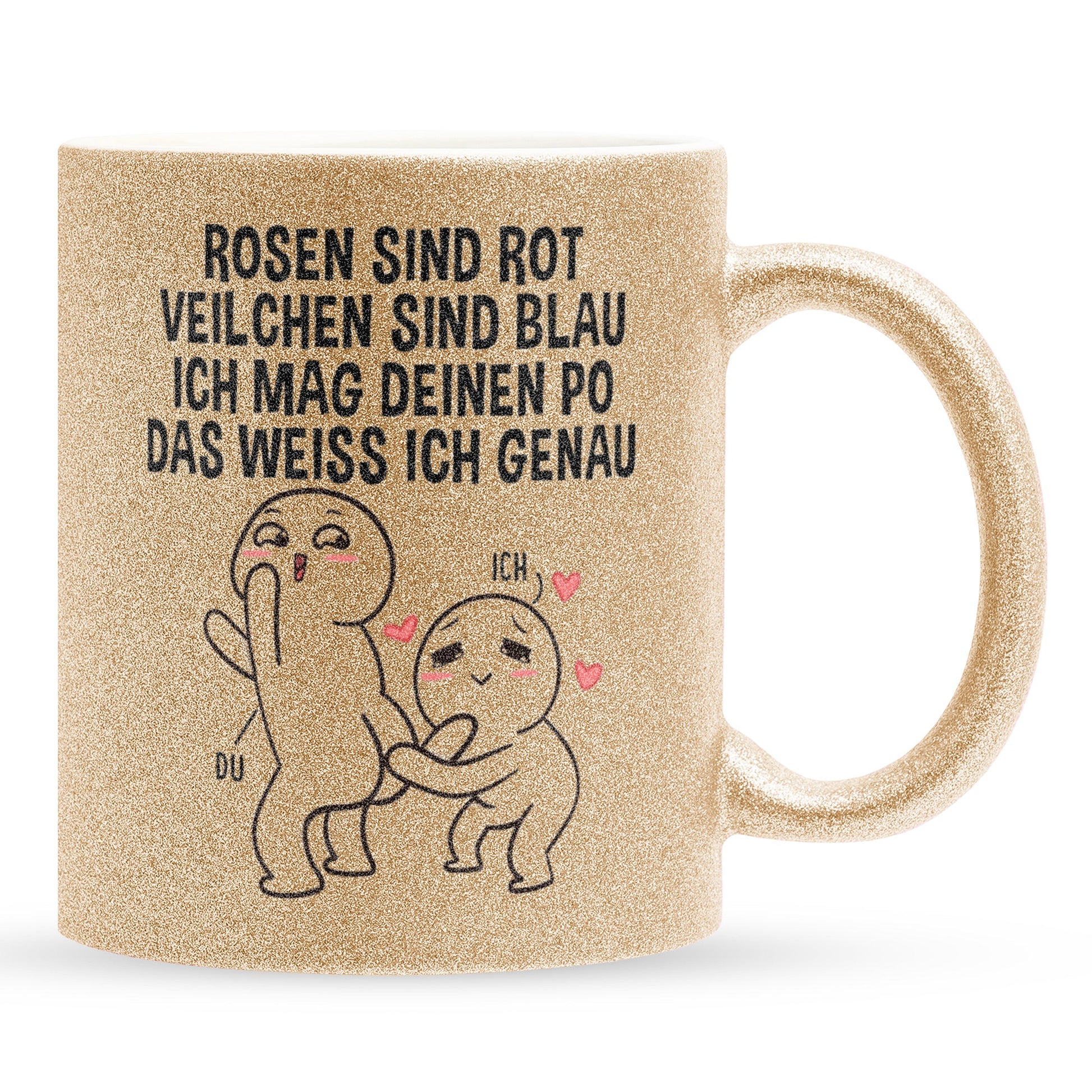 22Feels® Pärchen Geschenk zum Jahrestag, Hochzeitstag, Valentinstag etc. - Glitzertasse mit Spruch (Gold, 320ml)-Glitzertasse Gold 320ml-22Feels