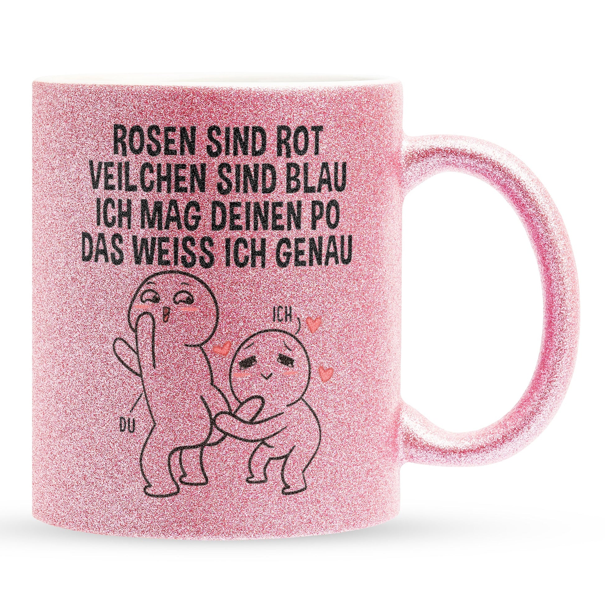 22Feels® Pärchen Geschenk zum Jahrestag, Hochzeitstag, Valentinstag etc. - Glitzertasse mit Spruch (Pink, 320ml)-Glitzertasse Pink 320ml-22Feels